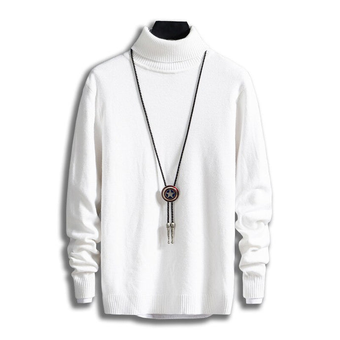 #1505 Black White Grey Korean Turtleneck Sweater Men Pullver Slim Long Sleeve Solid Color Casual Mens Pullover Sweaters Winter
