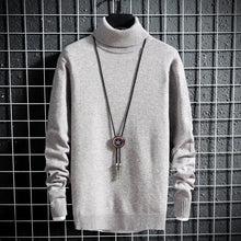 Load image into Gallery viewer, #1505 Black White Grey Korean Turtleneck Sweater Men Pullver Slim Long Sleeve Solid Color Casual Mens Pullover Sweaters Winter