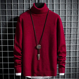 #1505 Black White Grey Korean Turtleneck Sweater Men Pullver Slim Long Sleeve Solid Color Casual Mens Pullover Sweaters Winter